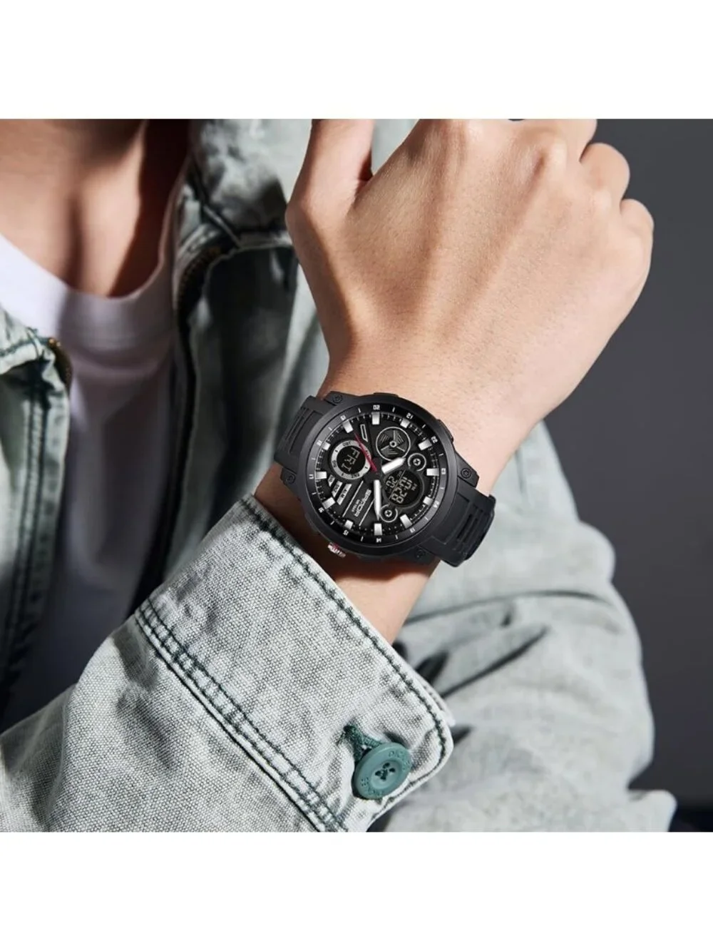 Men's Black Analog Quartz Stainless Steel Military Electronic LED Digital Watch